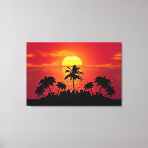 Sunset with Palm Trees Silhouette-16514 Canvas Print