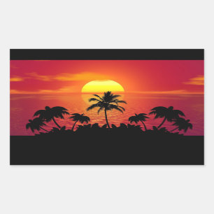 Sunset with Palm Trees Silhouette-16514 Rectangular Sticker