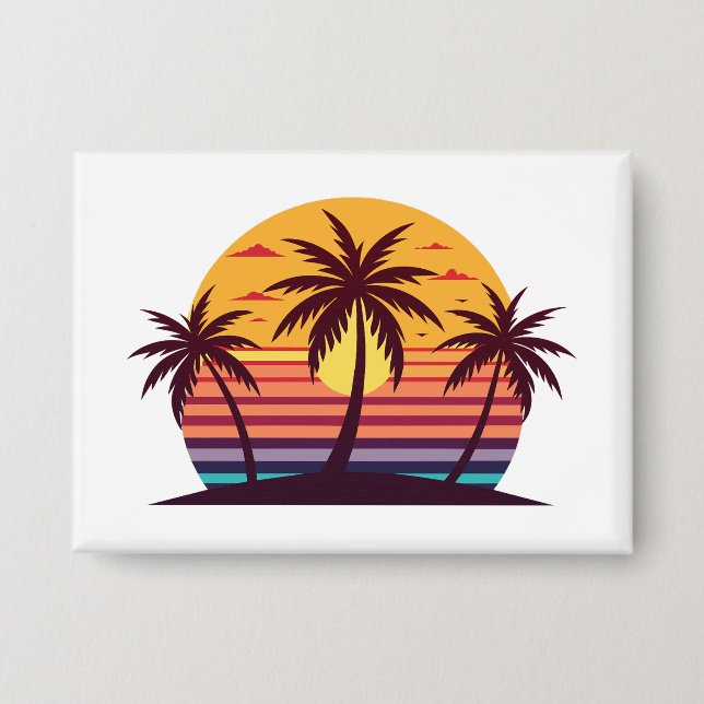 Sunset With Palm Trees Vector (Front)