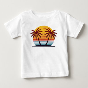 Sunset with Palm Trees Vector-98802 Baby T-Shirt