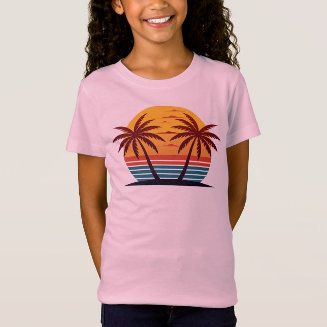 Sunset with Palm Trees Vector-98802 T-Shirt (Front)