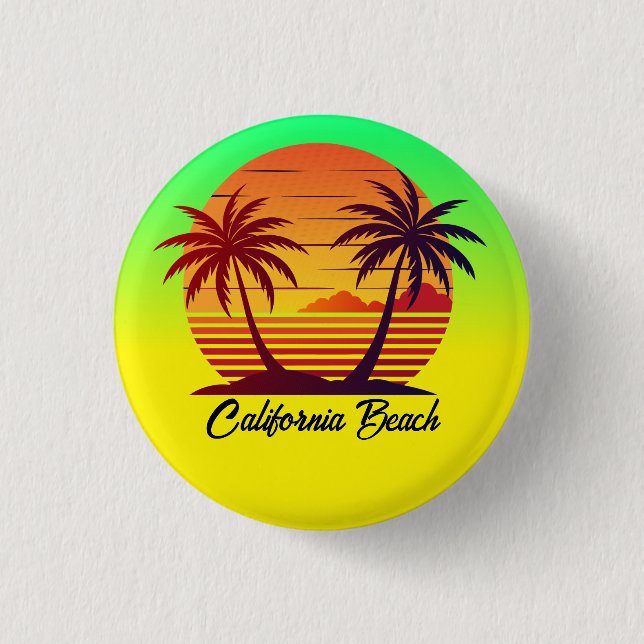 Sunset with Palm Trees Vector-98803 3 Cm Round Badge (Front)