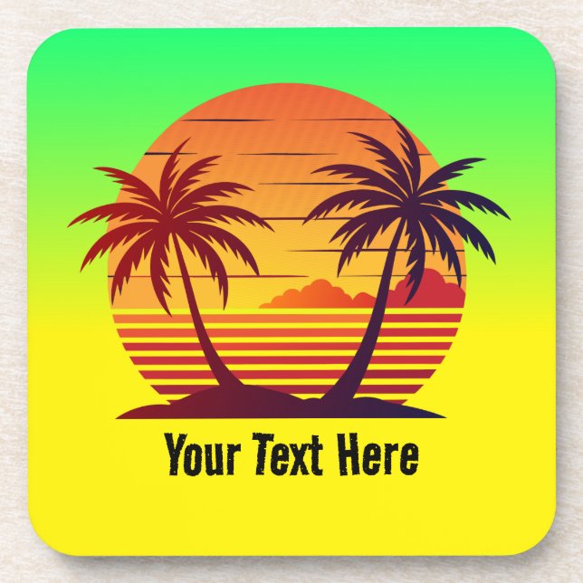 Sunset with Palm Trees Vector-98803 Coaster (Front)