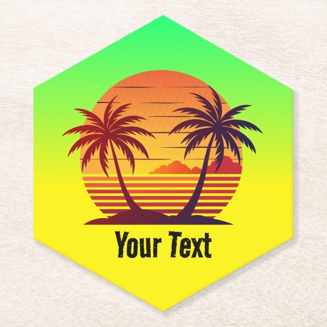 Sunset with Palm Trees Vector-98803 Paper Coaster (Front)