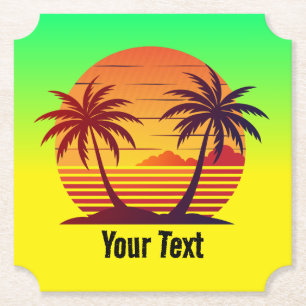 Sunset with Palm Trees Vector-98803 Paper Coaster