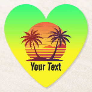 Sunset with Palm Trees Vector-98803 Paper Coaster