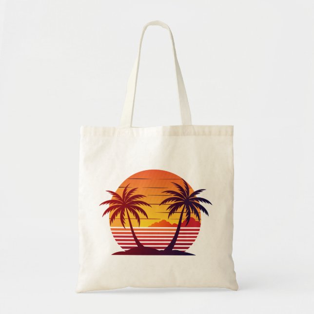 Sunset with Palm Trees Vector-98803 Tote Bag (Front)
