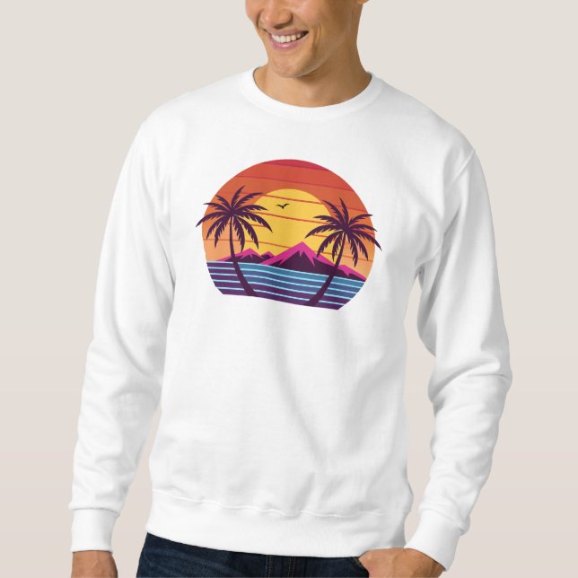 Sunset with Palm Trees Vector-98804 Sweatshirt (Front)