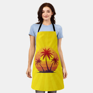 Sunset With Palm Trees Vector Apron