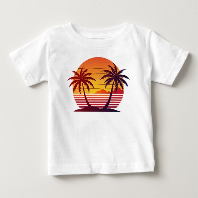 Sunset With Palm Trees Vector  Baby T-Shirt (Front)