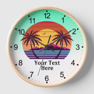 Sunset with Palm Trees Vector Clock