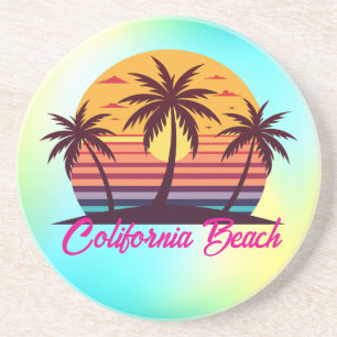 Sunset With Palm Trees Vector Coaster