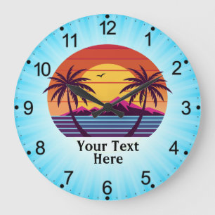 Sunset with Palm Trees Vector Large Clock