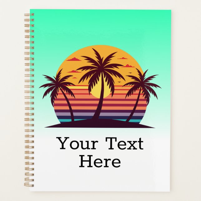 Sunset With Palm Trees Vector Planner (Front)