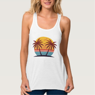 Sunset with Palm Trees Vector Singlet