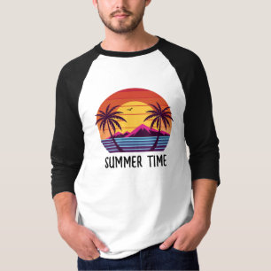 Sunset With Palm Trees Vector T-Shirt