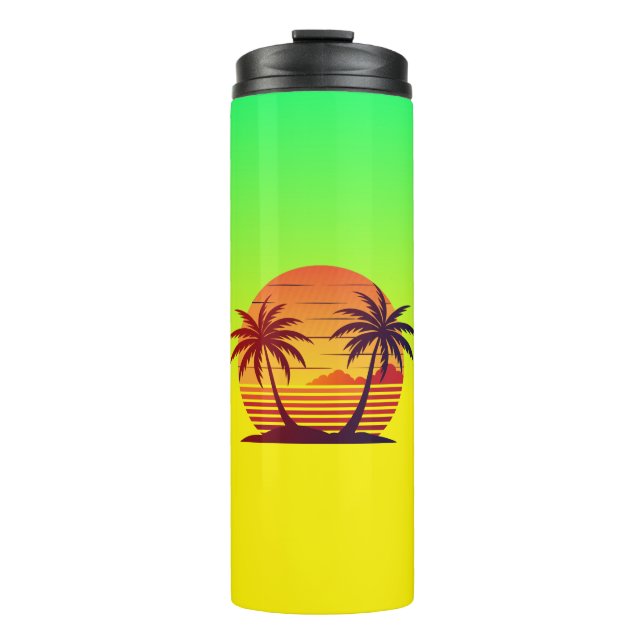Sunset with Palm Trees Vector Thermal Tumbler (Front)