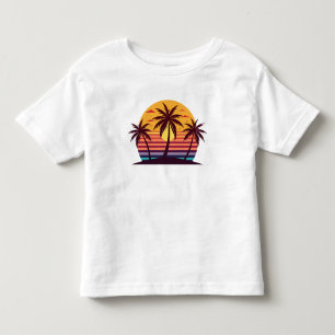 Sunset With Palm Trees Vector Toddler T-Shirt