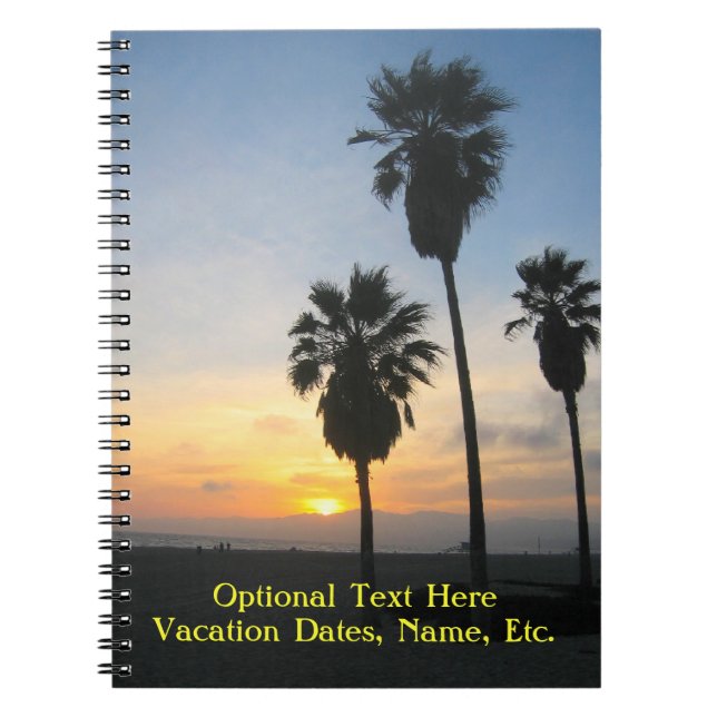 Sunset with Palms at Venice Beach California Notebook (Front)