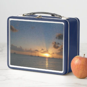 Sunset with Sailboats Metal Lunch Box