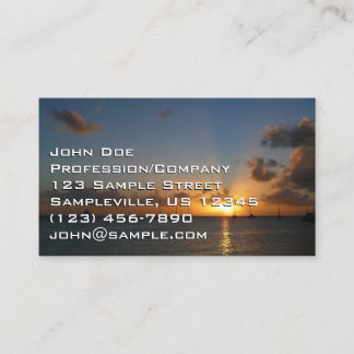 Sunset with Sailboats Tropical Landscape Photo Business Card