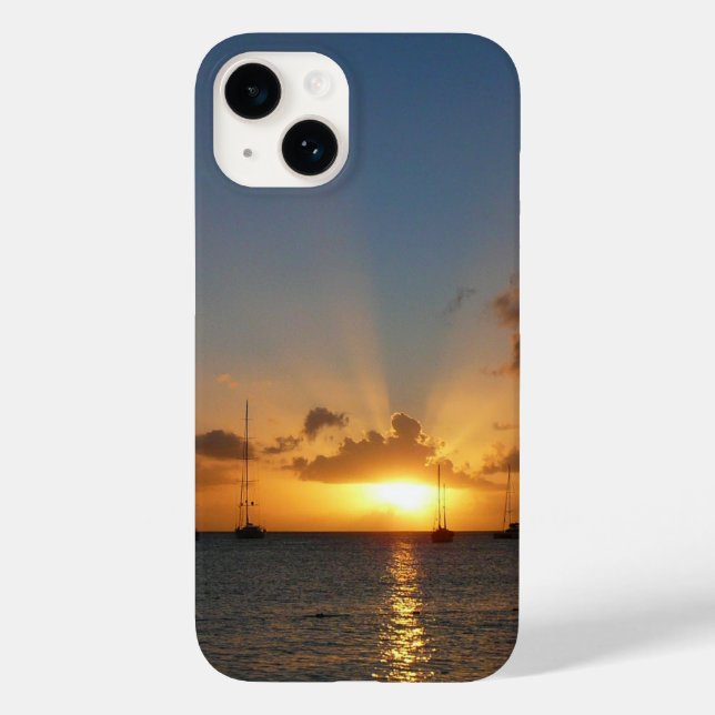 Sunset with Sailboats Tropical Landscape Photo Case-Mate iPhone Case (Back)