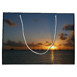 Sunset with Sailboats Tropical Landscape Photo Large Gift Bag