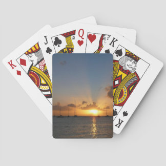 Sunset with Sailboats Tropical Landscape Photo Playing Cards