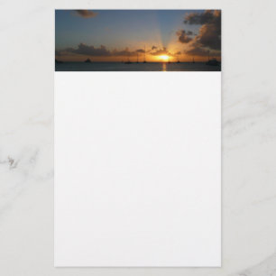 Sunset with Sailboats Tropical Landscape Photo Stationery