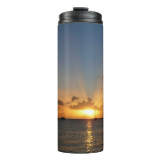 Sunset with Sailboats Tropical Landscape Photo Thermal Tumbler