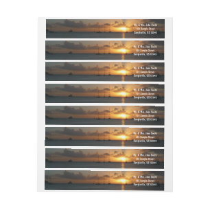Sunset with Sailboats Tropical Landscape Photo Wrap Around Label