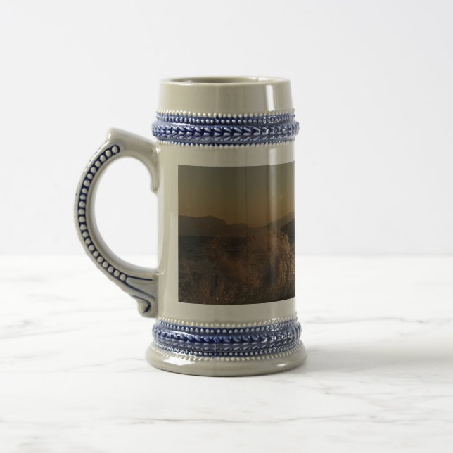 Sunset with surf in Croatia Beer Stein (Left)