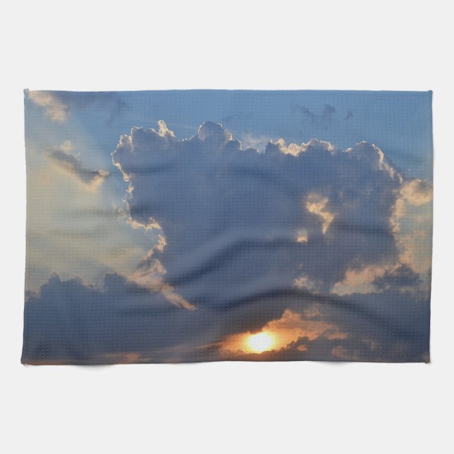 Sunset with Teacup Cloud Formation by STaylor Tea Towel (Horizontal)