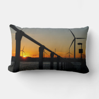 Sunset with windmill, relaxing and calming. lumbar cushion