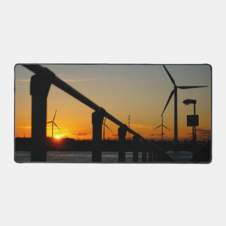 Sunset with windmill, relaxing. desk mat