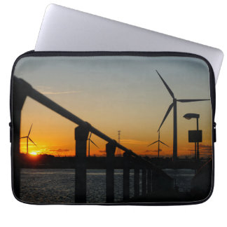 Sunset with windmill, relaxing. laptop sleeve