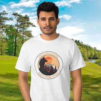 Sunset Wolf Art, Yellowstone National Park, Circle T-Shirt
