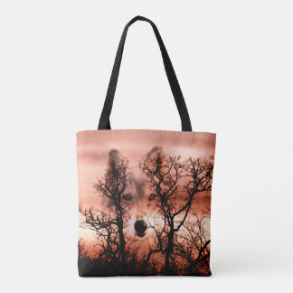 Sunset wolf tote bag