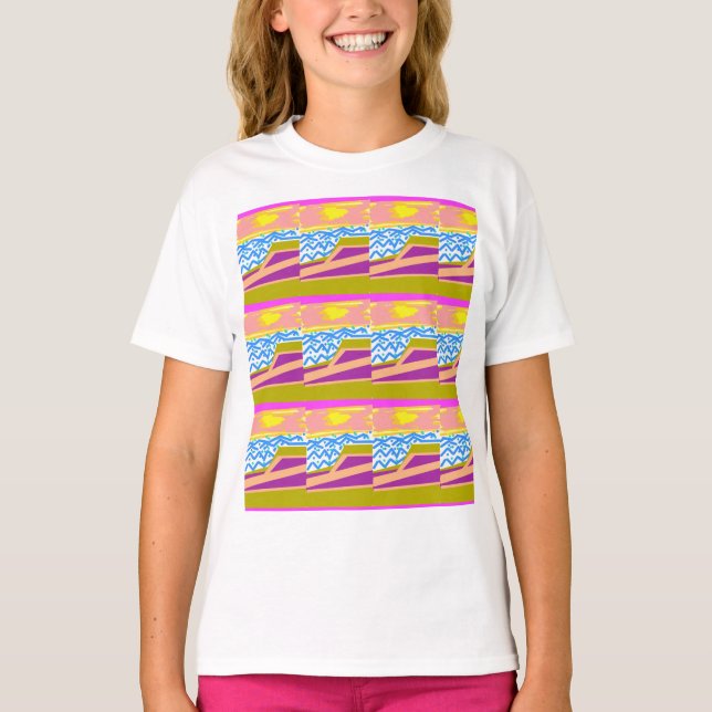 Sunset Yacht Waves  T-Shirt (Front)