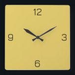 Sunset Yellow E6CB5F Colour - Add Your Name Option Square Wall Clock<br><div class="desc">Add a name, initials or some text, or keep the colour alone. Colour coordinates with other items in the store based on the name and the HEX code (six-digit hex triplet) shown. Use this code to mix, match and customise any other item to go with this, or to add to...</div>