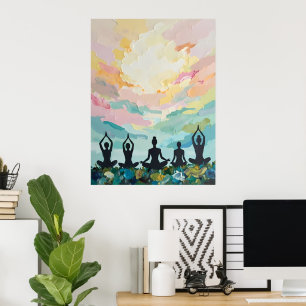 Sunset Yoga Meditation Poster
