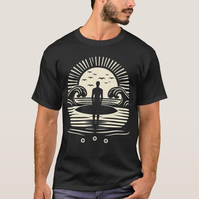 Sunset Yoga Surfing, Water Sports , sea shell  T-Shirt (Front)