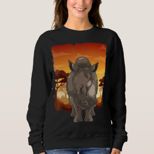Sunset Zoo Animal Africa Safari Pachyderm Rhinocer Sweatshirt