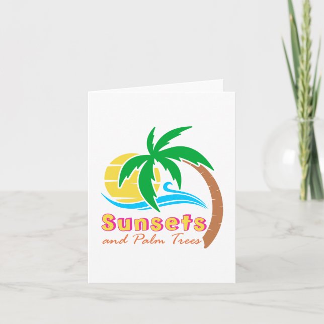 Sunsets And Palm Trees Summer Season Card (Front)