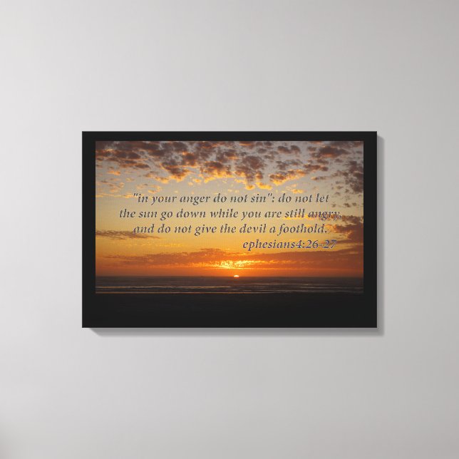 sunset's last moment with ephesians 4:26-27 canvas print (Front)