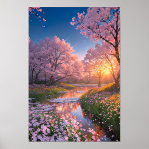 Sunset's Sakura Reverie Poster