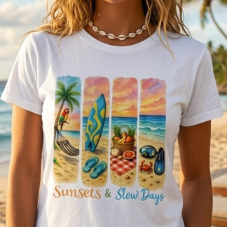 Sunsets & Slow Days Tropical Beach T-Shirt
