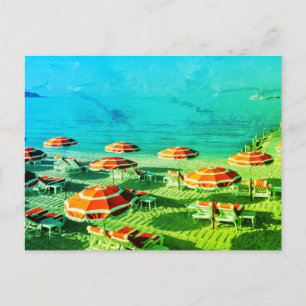 Sunshades on the beach in France Postcard