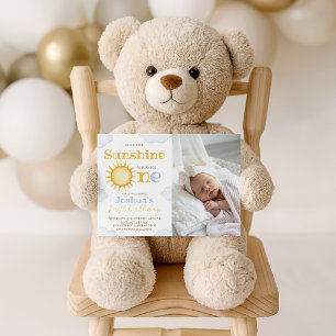 Sunshine 1st Birthday Photo Invite