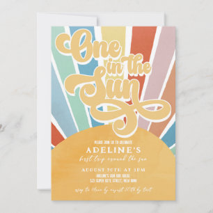 Sunshine 1st Birthday Rainbow Colourful Boho  Invitation